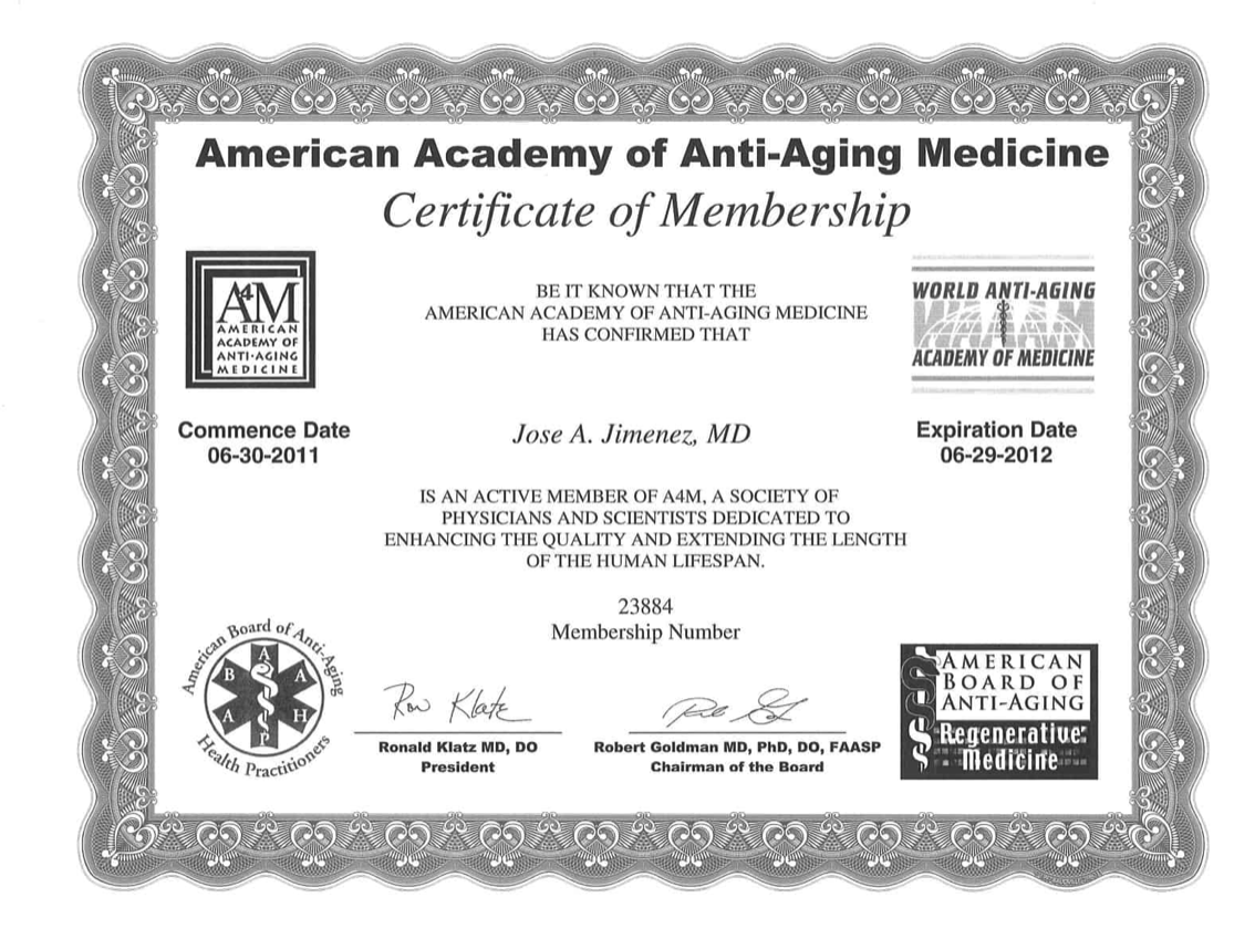 American academy of anti aging medicine Dr. Jimenez